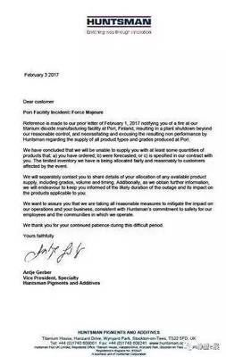 全球化工巨頭亨斯邁工廠失火引發(fā)產(chǎn)業(yè)鏈后院起火 原材料企業(yè)面臨二難